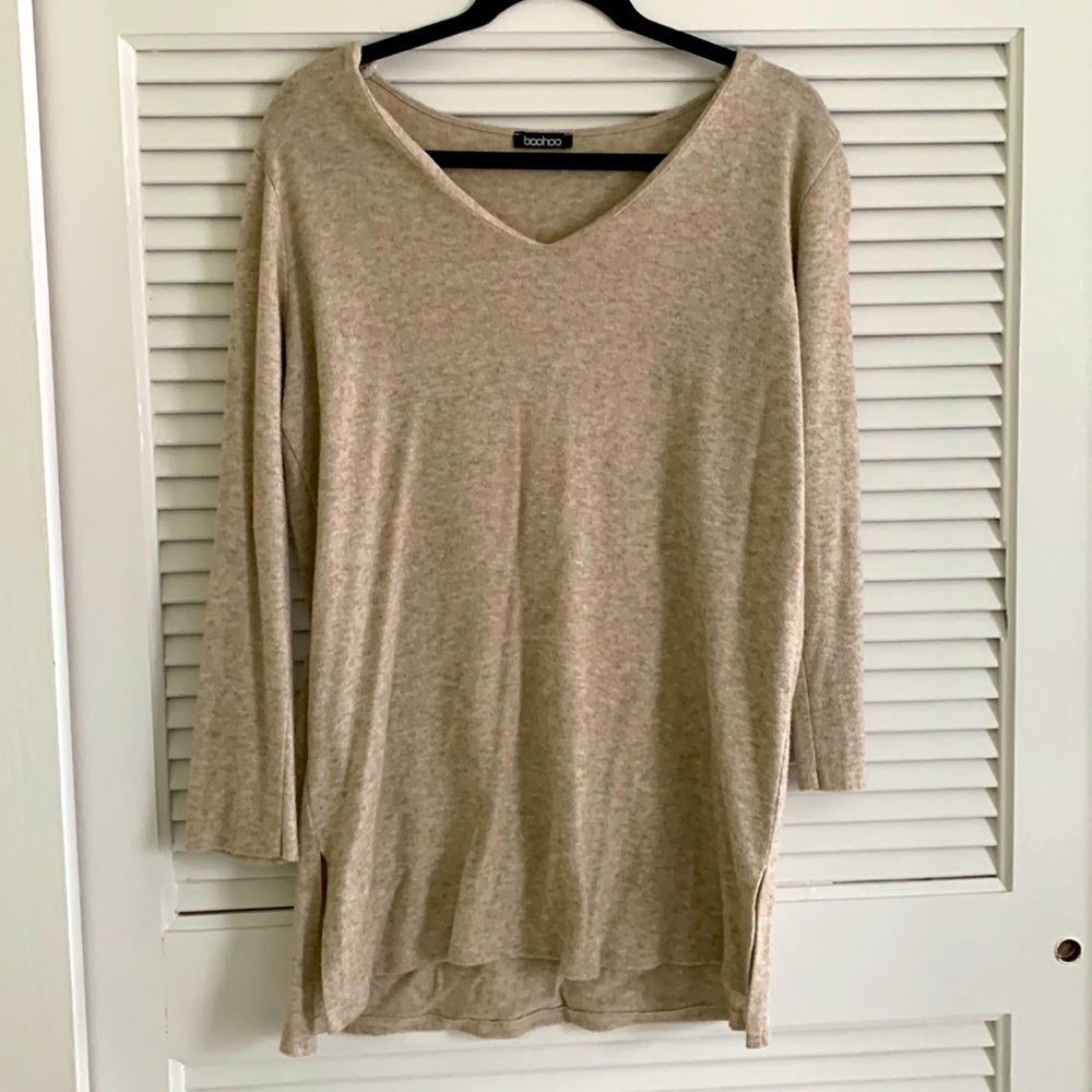 Boohoo beige tunic top